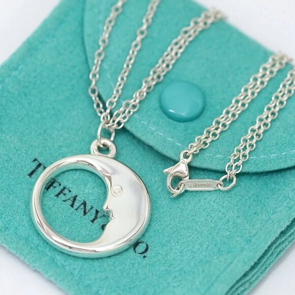 Tiffany & Co. Jewelry - Tiffany & Co. Moon face Double Chain Necklace 16" Silver 925 Auth w/Bag #305-2